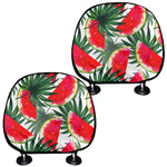White Palm Leaf Watermelon Pattern Print Car Headrest Covers