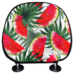 White Palm Leaf Watermelon Pattern Print Car Headrest Covers
