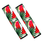 White Palm Leaf Watermelon Pattern Print Car Seat Belt Covers