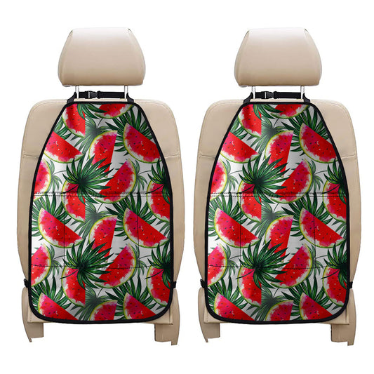 White Palm Leaf Watermelon Pattern Print Car Seat Organizers