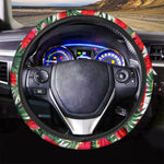 White Palm Leaf Watermelon Pattern Print Car Steering Wheel Cover