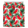 White Palm Leaf Watermelon Pattern Print Duvet Cover Bedding Set