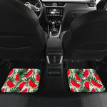 White Palm Leaf Watermelon Pattern Print Front and Back Car Floor Mats