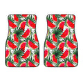 White Palm Leaf Watermelon Pattern Print Front Car Floor Mats