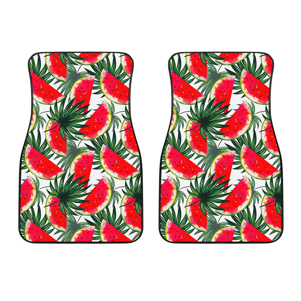 White Palm Leaf Watermelon Pattern Print Front Car Floor Mats