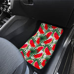 White Palm Leaf Watermelon Pattern Print Front Car Floor Mats