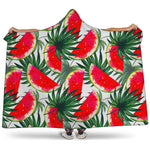 White Palm Leaf Watermelon Pattern Print Hooded Blanket