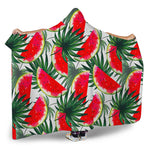 White Palm Leaf Watermelon Pattern Print Hooded Blanket
