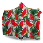 White Palm Leaf Watermelon Pattern Print Hooded Blanket