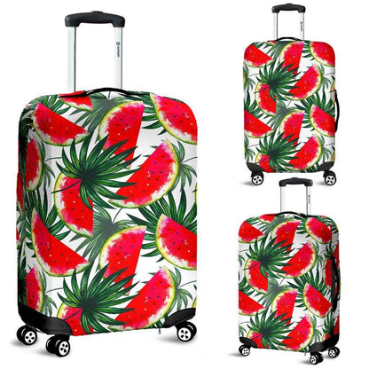 White Palm Leaf Watermelon Pattern Print Luggage Cover GearFrost