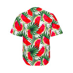 White Palm Leaf Watermelon Pattern Print Men's Baseball Jersey