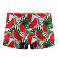 White Palm Leaf Watermelon Pattern Print Men's Boxer Briefs