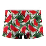 White Palm Leaf Watermelon Pattern Print Men's Boxer Briefs