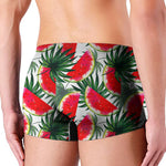 White Palm Leaf Watermelon Pattern Print Men's Boxer Briefs