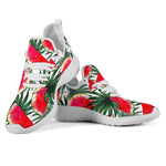 White Palm Leaf Watermelon Pattern Print Mesh Knit Shoes GearFrost