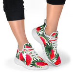White Palm Leaf Watermelon Pattern Print Mesh Knit Shoes GearFrost