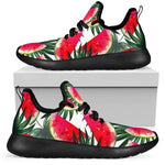 White Palm Leaf Watermelon Pattern Print Mesh Knit Shoes GearFrost