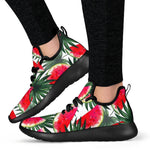 White Palm Leaf Watermelon Pattern Print Mesh Knit Shoes GearFrost