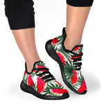 White Palm Leaf Watermelon Pattern Print Mesh Knit Shoes GearFrost