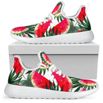 White Palm Leaf Watermelon Pattern Print Mesh Knit Shoes GearFrost