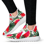 White Palm Leaf Watermelon Pattern Print Mesh Knit Shoes GearFrost
