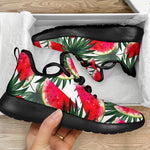 White Palm Leaf Watermelon Pattern Print Mesh Knit Shoes GearFrost