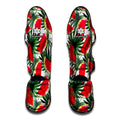 White Palm Leaf Watermelon Pattern Print Muay Thai Shin Guards