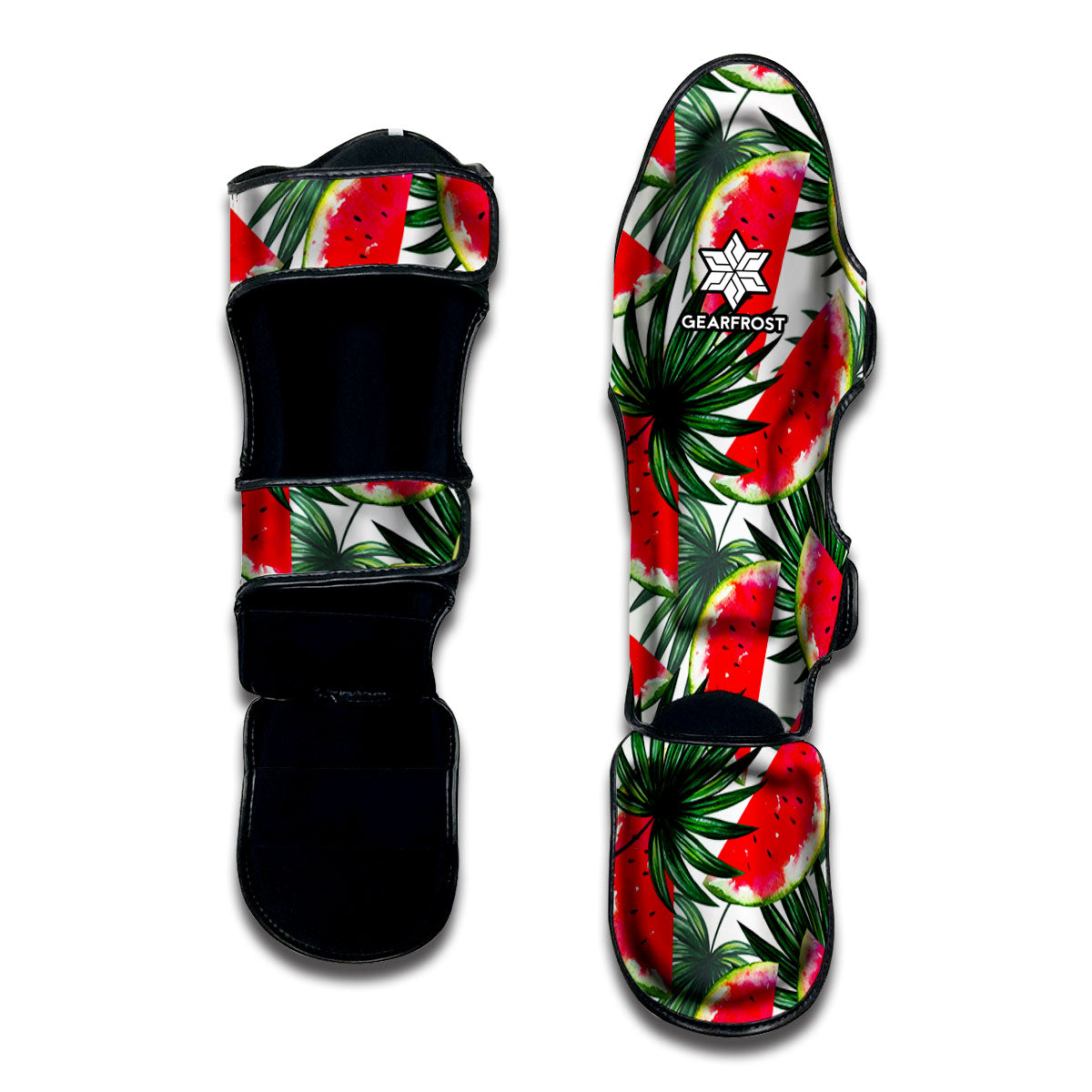 White Palm Leaf Watermelon Pattern Print Muay Thai Shin Guard