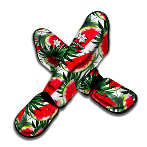 White Palm Leaf Watermelon Pattern Print Muay Thai Shin Guard