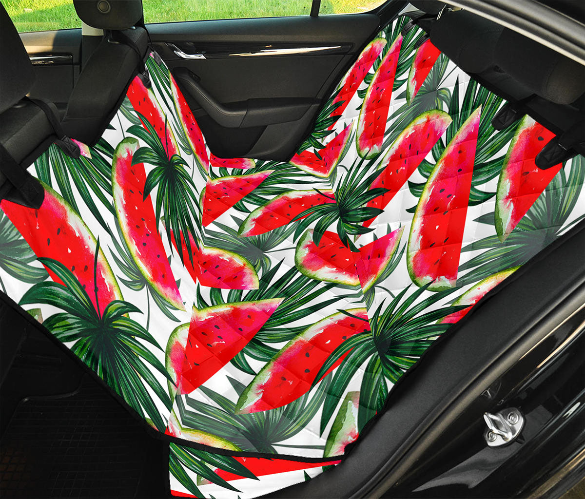 White Palm Leaf Watermelon Pattern Print Pet Car Back Seat Cover