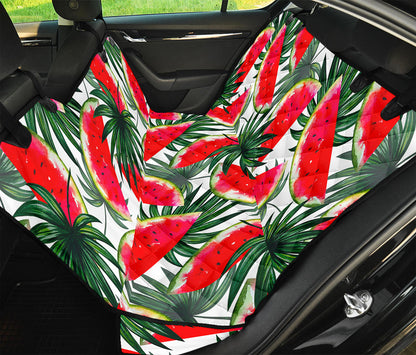 White Palm Leaf Watermelon Pattern Print Pet Car Back Seat Cover