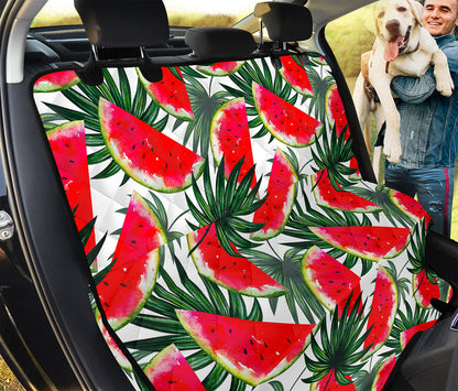 White Palm Leaf Watermelon Pattern Print Pet Car Back Seat Cover
