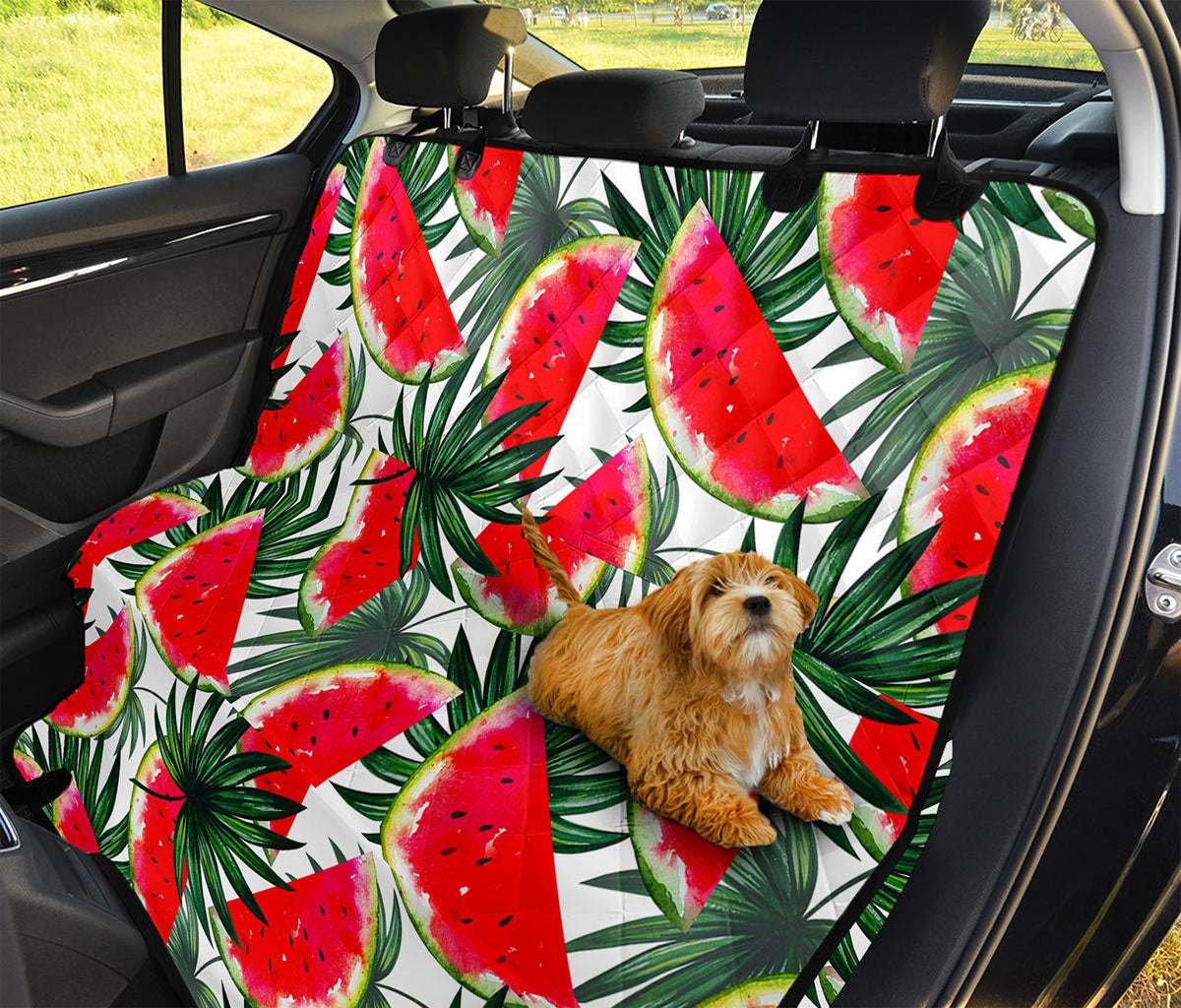 White Palm Leaf Watermelon Pattern Print Pet Car Back Seat Cover
