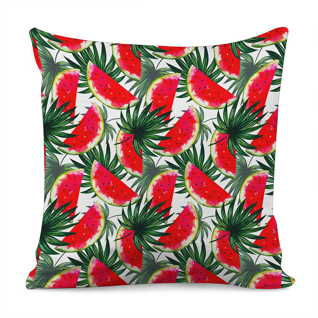 White Palm Leaf Watermelon Pattern Print Pillow Cover