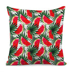 White Palm Leaf Watermelon Pattern Print Pillow Cover