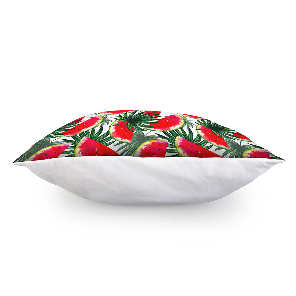 White Palm Leaf Watermelon Pattern Print Pillow Cover