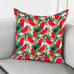 White Palm Leaf Watermelon Pattern Print Pillow Cover