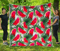 White Palm Leaf Watermelon Pattern Print Quilt