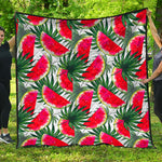 White Palm Leaf Watermelon Pattern Print Quilt