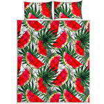 White Palm Leaf Watermelon Pattern Print Quilt Bed Set