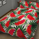 White Palm Leaf Watermelon Pattern Print Quilt Bed Set