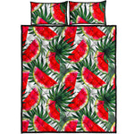 White Palm Leaf Watermelon Pattern Print Quilt Bed Set