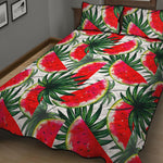 White Palm Leaf Watermelon Pattern Print Quilt Bed Set