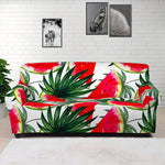 White Palm Leaf Watermelon Pattern Print Sofa Cover