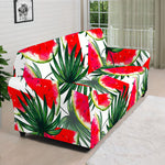 White Palm Leaf Watermelon Pattern Print Sofa Cover