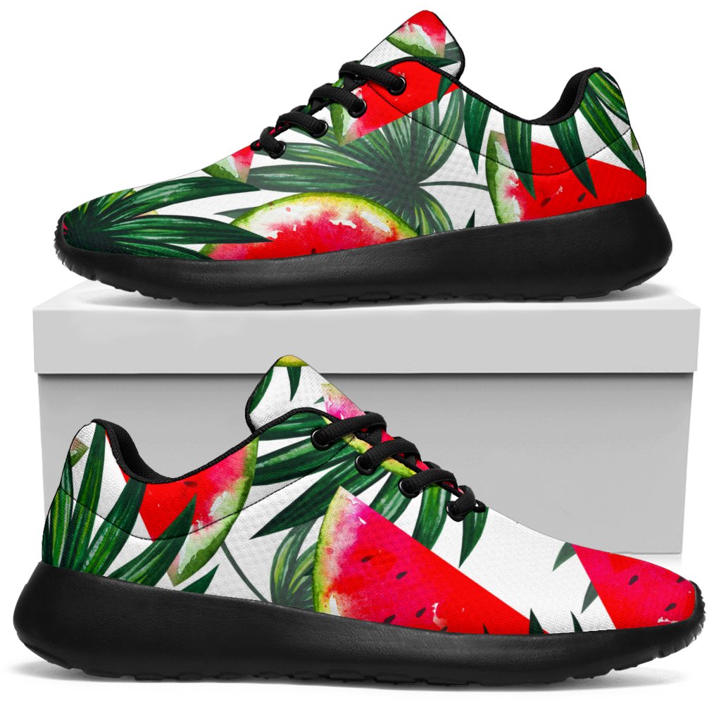 White Palm Leaf Watermelon Pattern Print Sport Shoes GearFrost