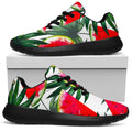 White Palm Leaf Watermelon Pattern Print Walking Shoes