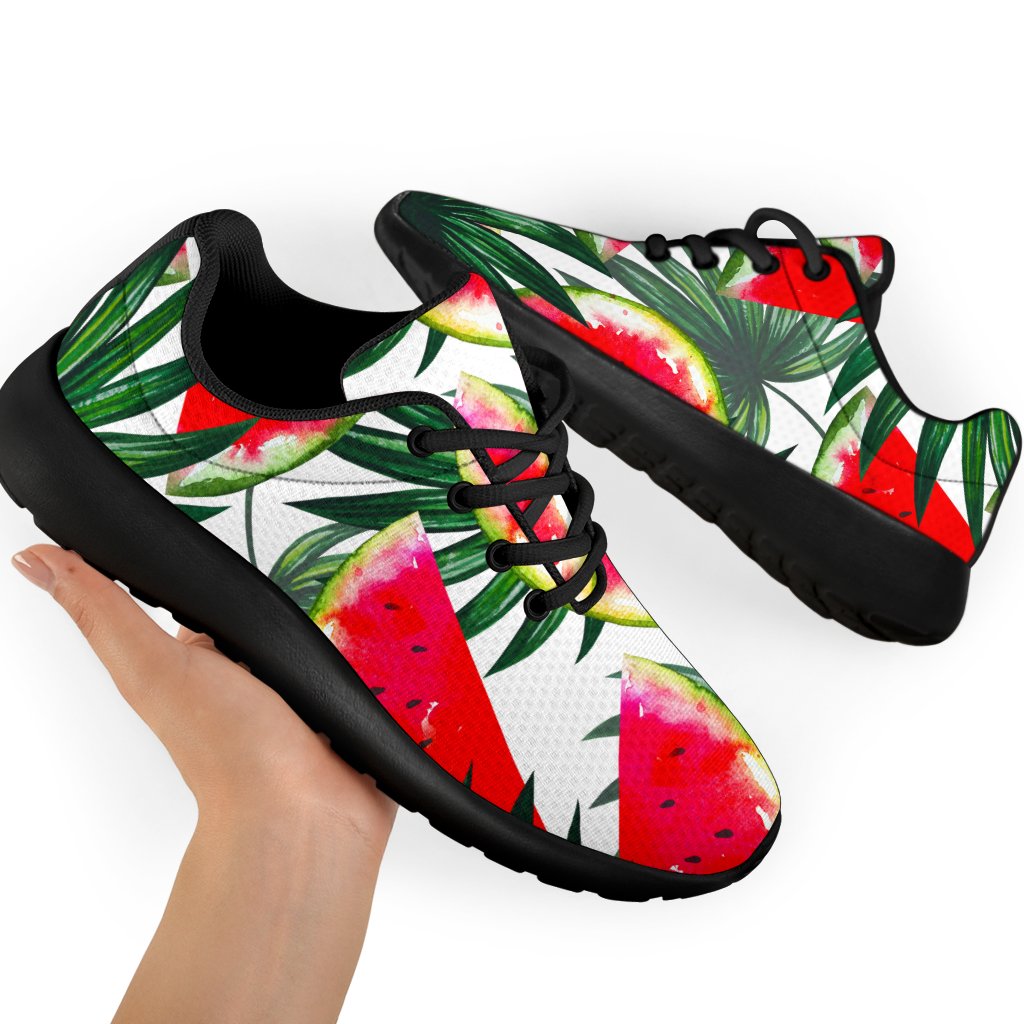 White Palm Leaf Watermelon Pattern Print Sport Shoes GearFrost