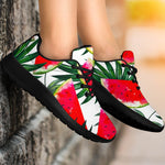 White Palm Leaf Watermelon Pattern Print Sport Shoes GearFrost