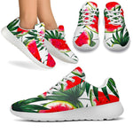 White Palm Leaf Watermelon Pattern Print Sport Shoes GearFrost